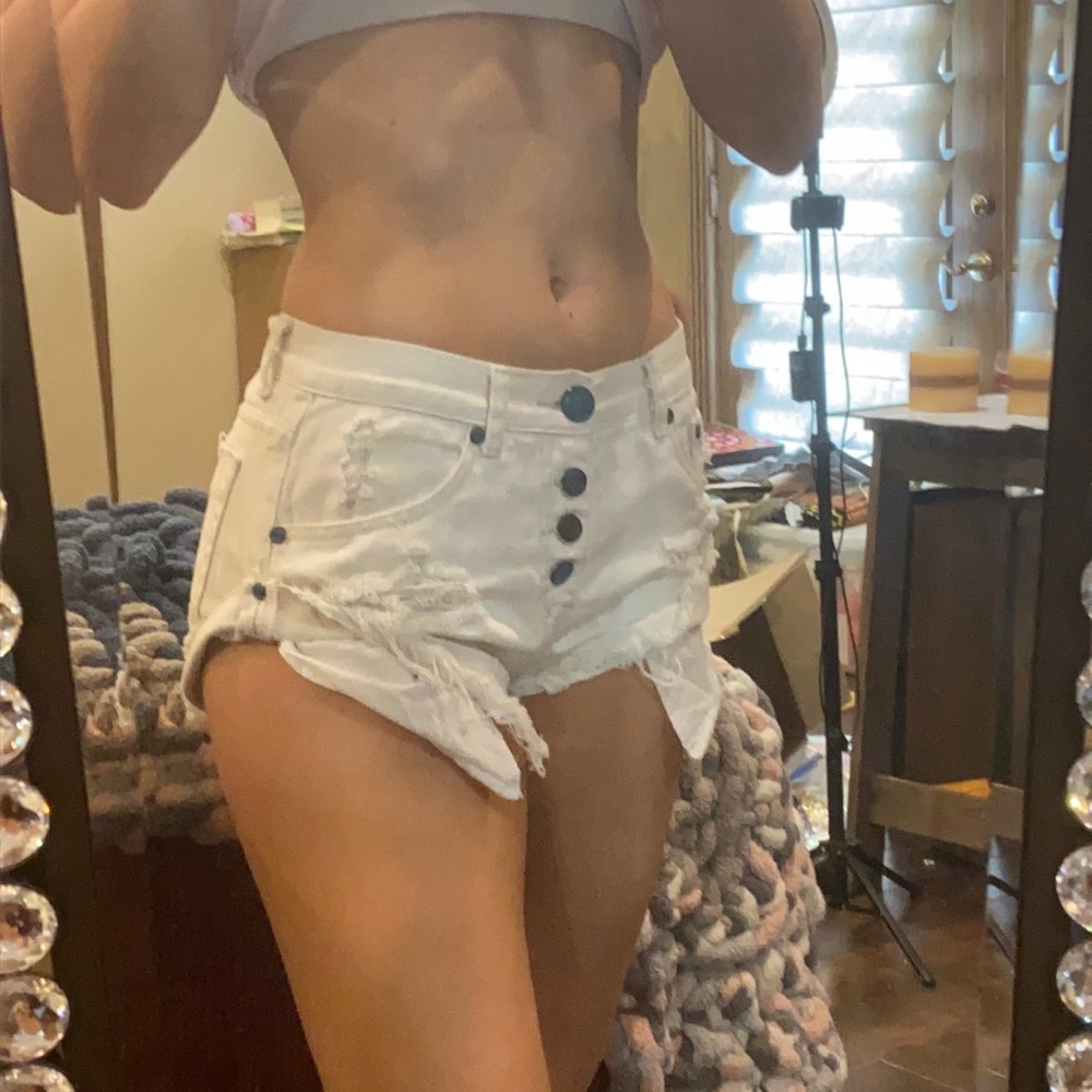 One Teaspoon white denim shorts